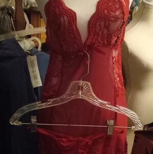 New,elegant wine red mesh lace sexy lingerie set. wide bottom hem & size  is med